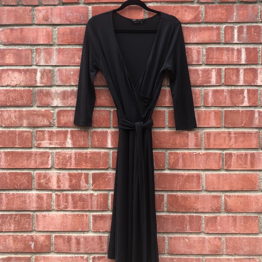 BCBG Black Tie Waist Midi Dress